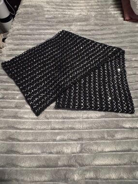 Black Sequin Knit Scarf